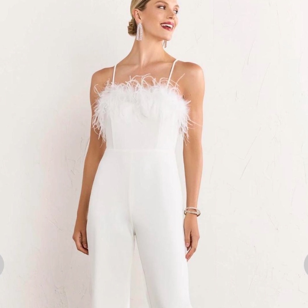New York & Company feather jumpsuit